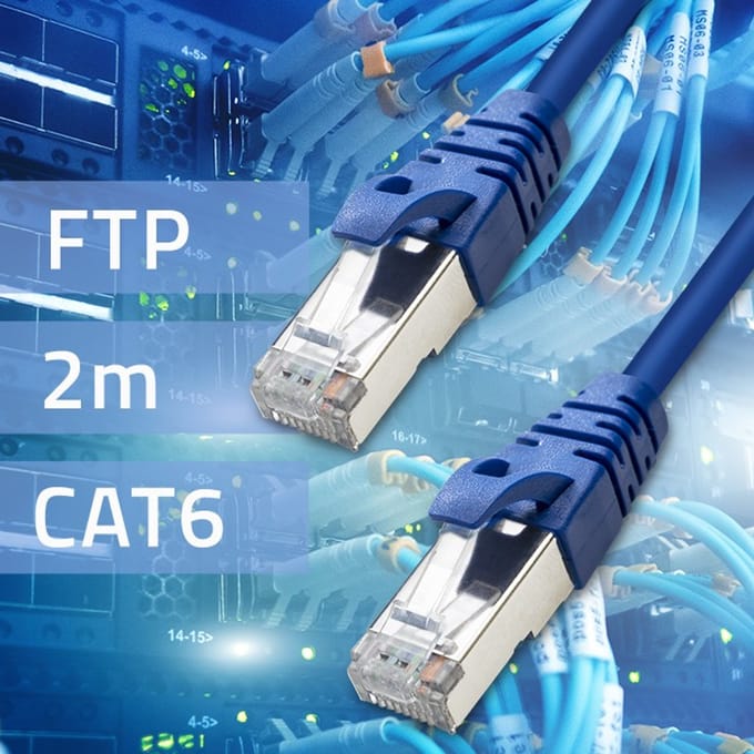Qoltec FTP patchkabel |   CAT6 |   2x RJ-45 |   2m |   Hoge snelheid |   Goud |   Beschermd