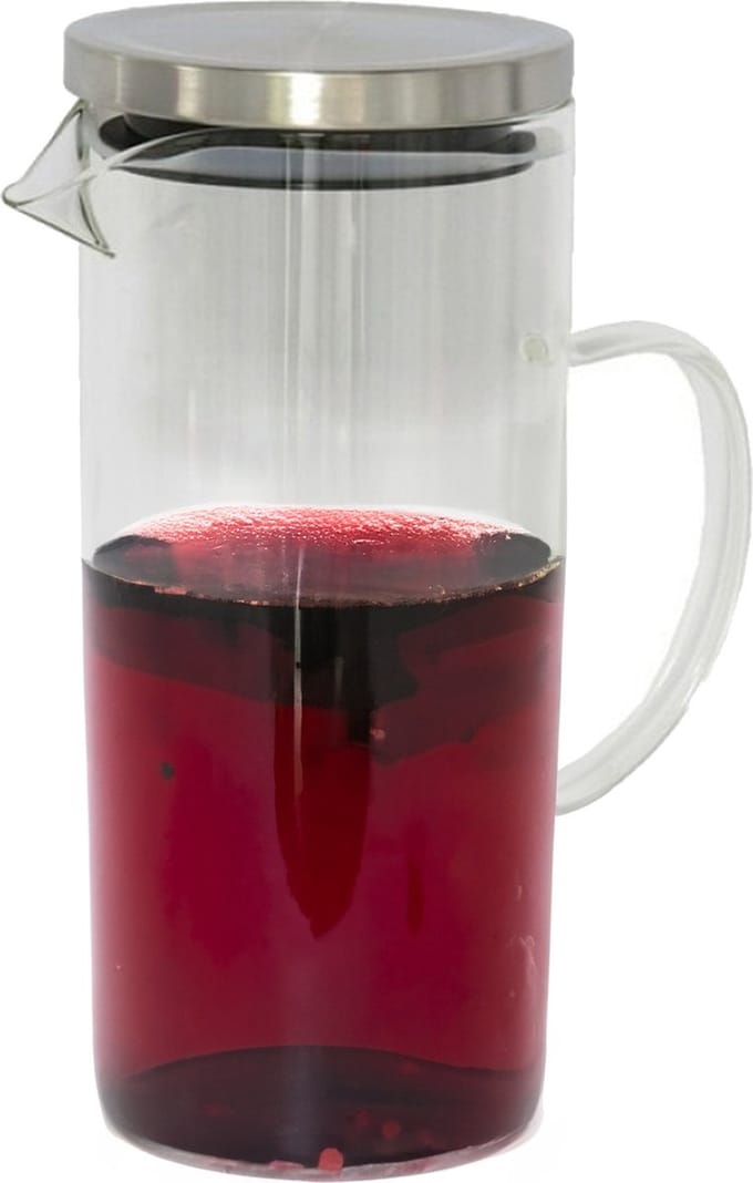 Gerimport Sapkan/schenkkan karaf met deksel - 1.5 liter/1500 ml - transparant - glas - rvs deksel - 18 x 23 cm