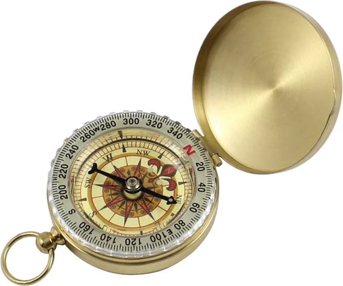 Kompas Messing Met Fluorescerende Buitenring - Luxe Kompas - Klassieke Kompas - Celvar - Glow In The Dark – Compass Brass