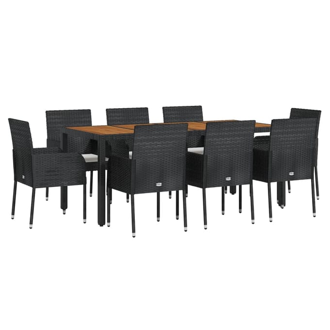 vidaXL - 9-delige - Tuinset - poly - rattan - zwart