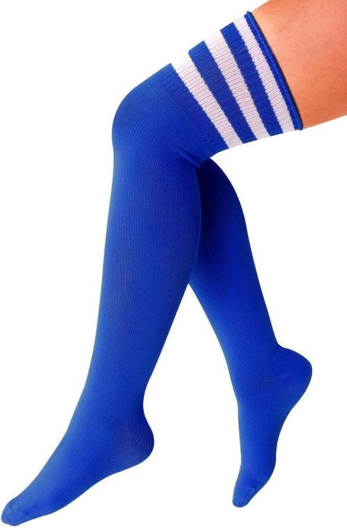 Lieskousen kobalt blauw / 3 witte strepen