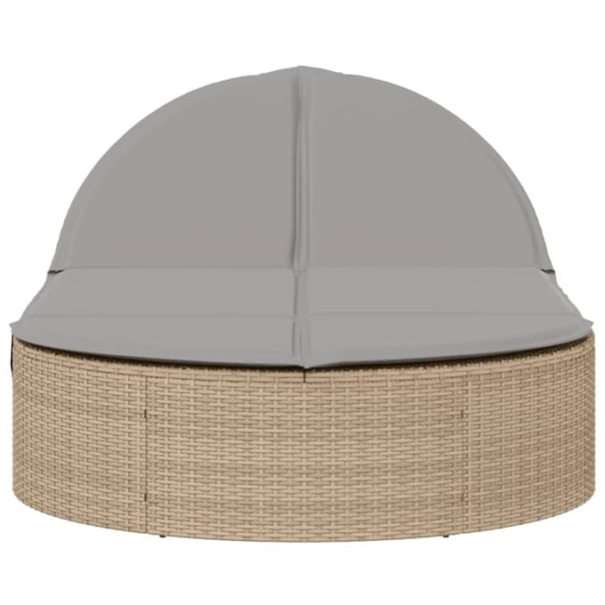vidaXL - Ligbed - 2-persoons - met - kussens - poly - rattan - beige