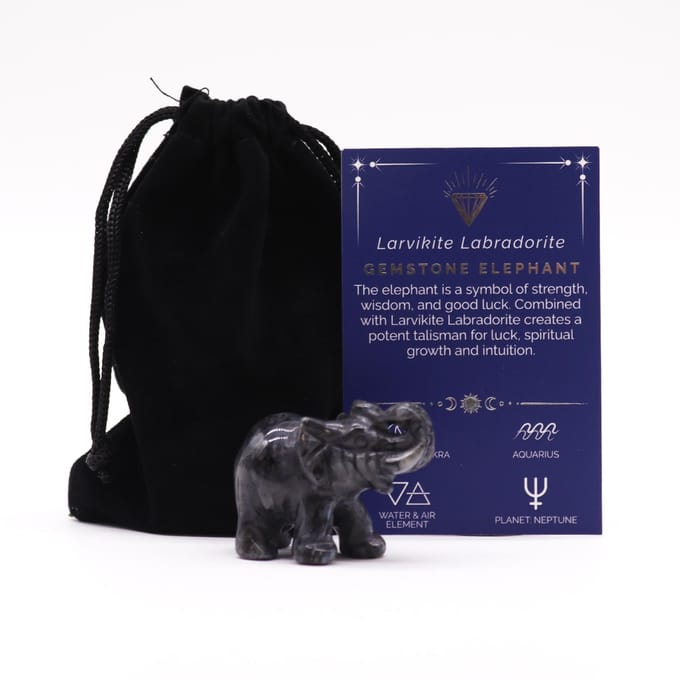 Edelsteen Geluksolifant - Larvikiet Labradoriet 50x35x25mm