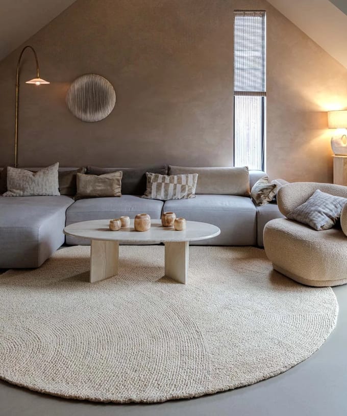 Rond wollen vloerkleed - Tvist lichtbeige 80