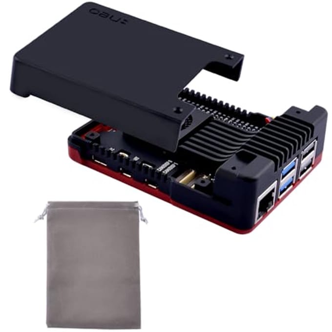 Aluminium Behuizing voor Raspberry Pi 5 met Ingebouwde Ventilator en Afneembare Top Cover
