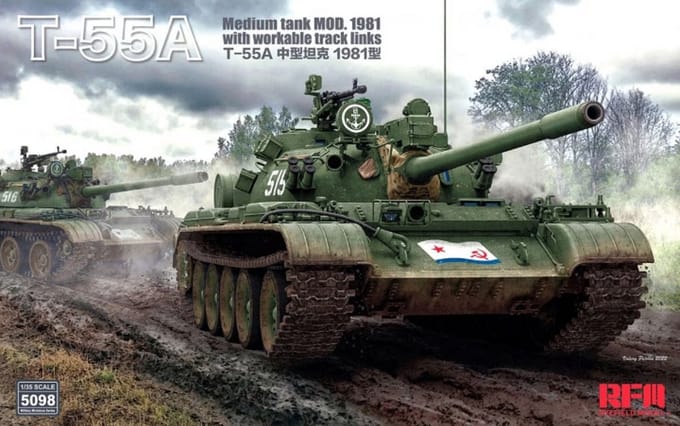 Rye Field Model Modelbouwpakket Militaire voertuigen - 5098 T-55A Medium Tank Mod. 1981 with workable track links Plastic - 1:35 - Modelbouw