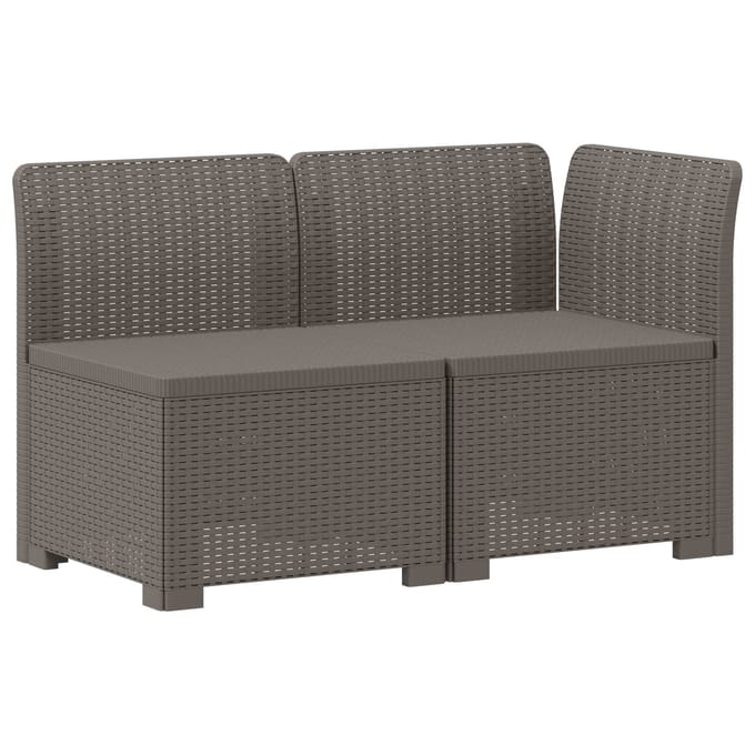 vidaXL - Twee-zits - Tuin - Sofa - met - Kussens - Rieten - Look - 2-zits - PP
