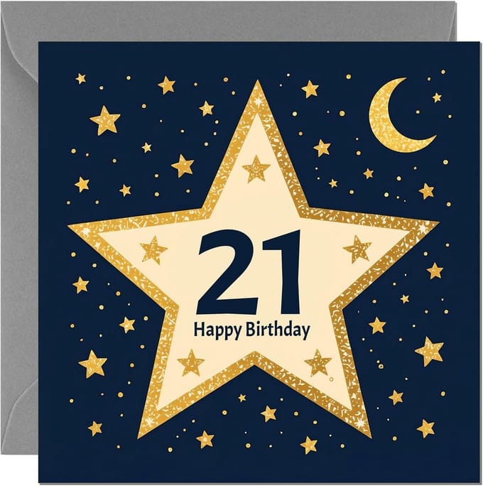 Verjaardagskaart 21 Jaar Man Sterrenhemel Wenskaart Inclusief Envelop