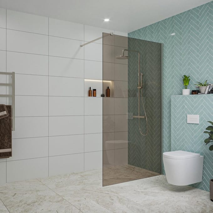 FugaFlow Eccelente Vetro inloopdouche badkamer - 110x200cm - rookglas - wandarm - geborsteld RVS