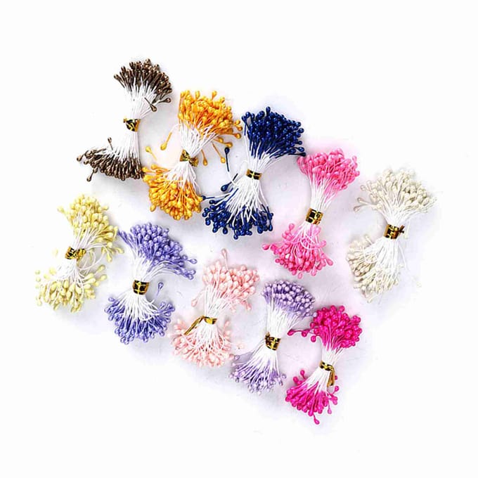 900 Pièces Étamines de Fleurs Artificielles Fleur Séchée Étamine Faite à la Main Accessoire Décoratif 3mm white