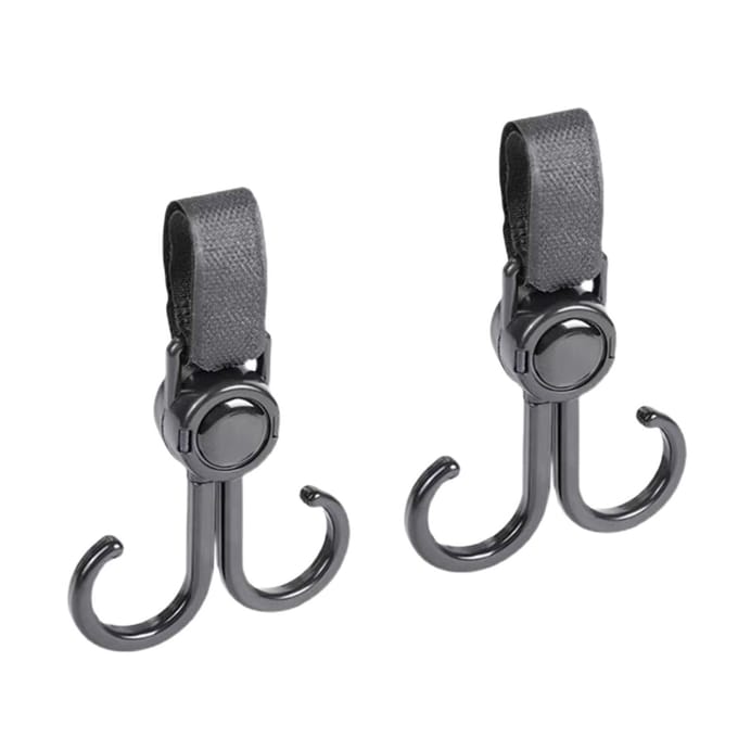 2pcs Crochets Pivotants pour Poussette Double Multifonctionnels Réglables Crochets pour Poussette de Vélo pour Suspendre des Sacs
