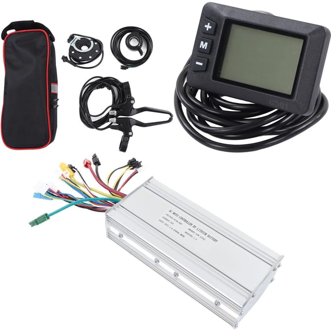 Elektrische Fiets Lithium Batterij Modificatie Kit met Display en DC 36V 48V Motorcontroller black
