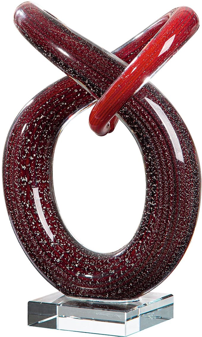 Handgemaakt glas sculptuur levensloop - 8x17x24 cm - glas - rood met wit - decoratie