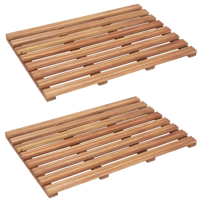 vidaXL - Badmatten - 2 - st - massief - acaciahout - 56x37 - cm
