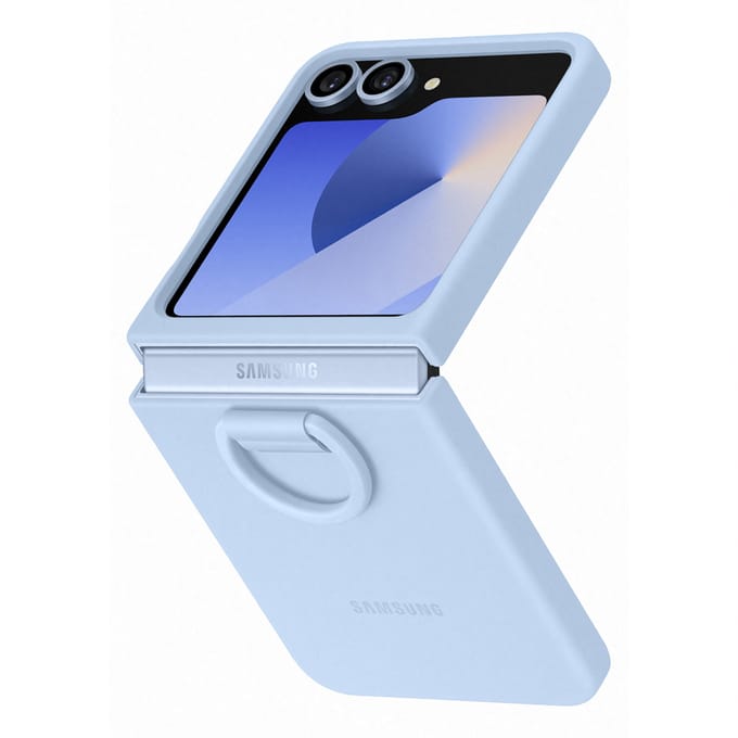 Étui pour Samsung Galaxy Z Flip6 en Silicone avec anneau Bleu