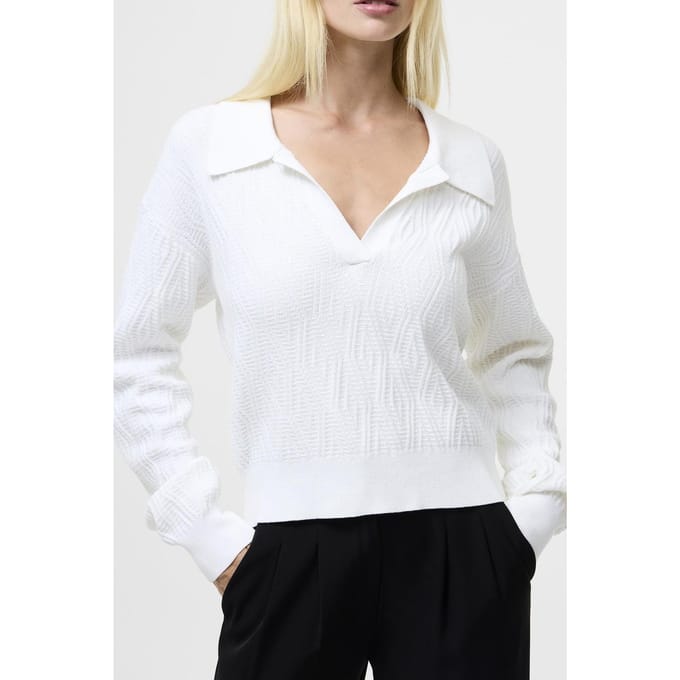 French Connection Lily Mozart Collared Jumper Linen White Taglia: L | Maglioni a maglia Outlet | Donna | Bianco