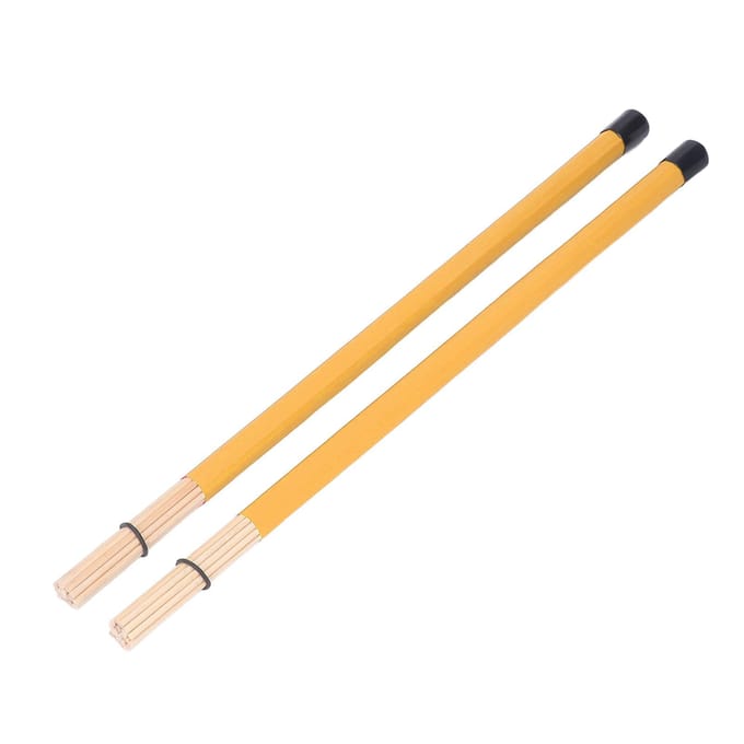 2 Stuks Drumborstel Drumstok Stok Mallet Bamboe Percussie Gereedschap Instrument Accessoire Set Kit Geel orange