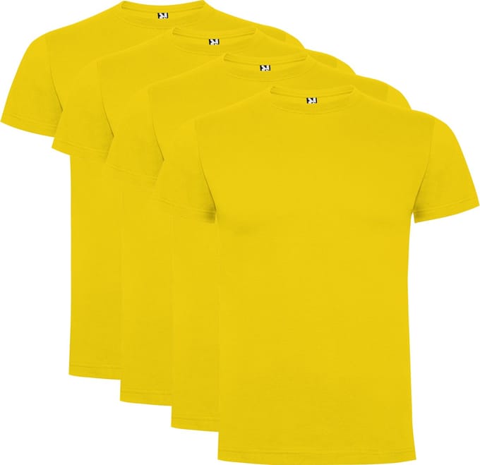4 Pack Geel t-shirts Roly Dogo Premium Kids 8 jaar 122 - 128