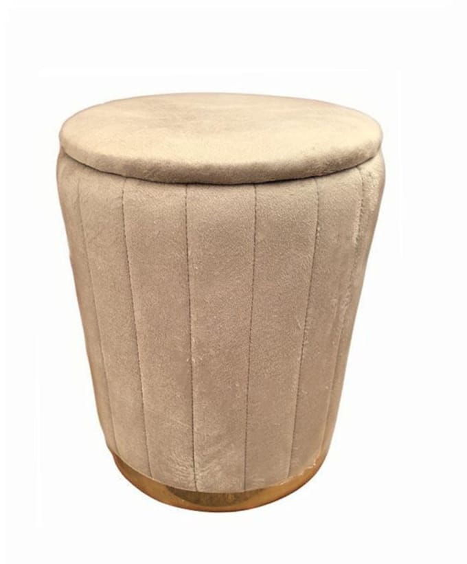 Poef met opbergruimte - Ø 32 cm - fluweel - petrol