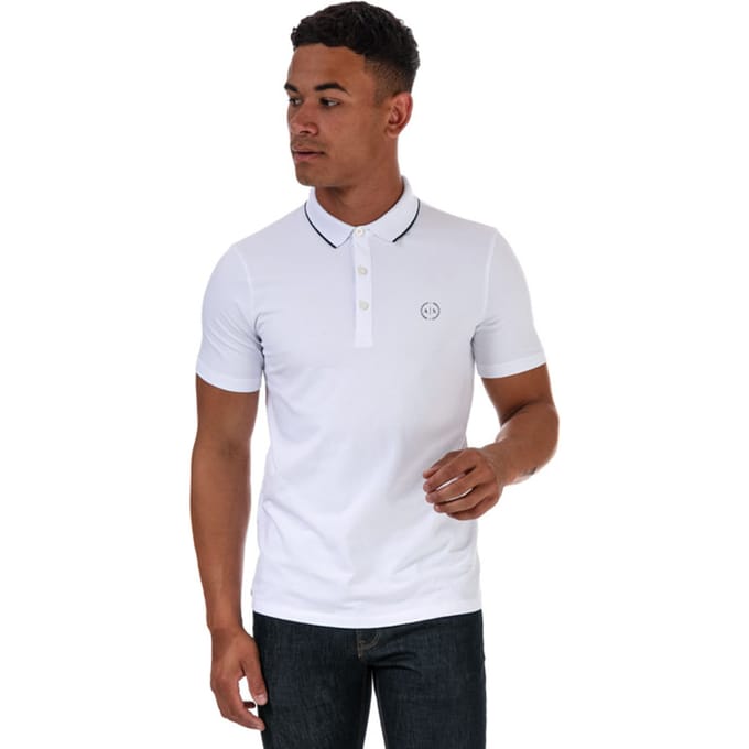 Armani Exchange poloshirt met opvallende contrasterende boord, wit