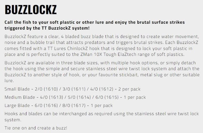Tackle Tactics TT Buzzlockz Klein 2/0 2/pak (6108)