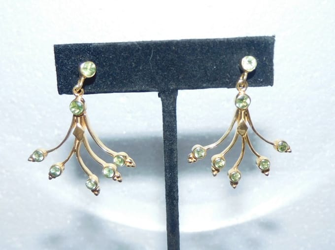 Hetty'S - Goldplated zilveren - oorhangers- - groene zirconia's