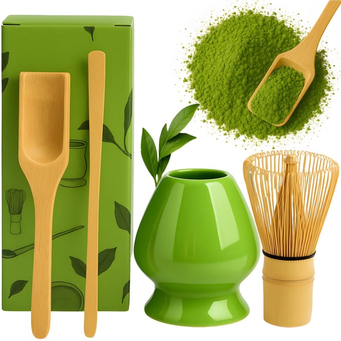 Matcha Set 4-in-1 – Groen – Bamboe & Keramiek – Japans Thee Bereidingsset