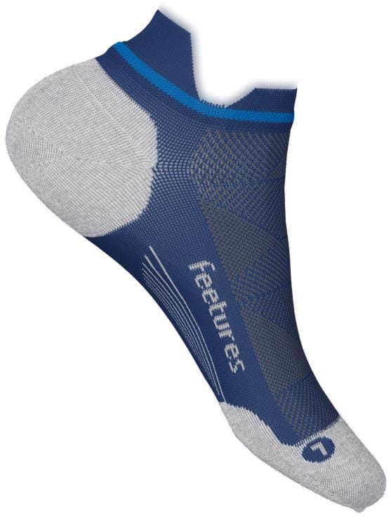 Feetures - Elite Max Cushion No Show Tab - Navy Mist - Blauw-Grijs / MEDIUM