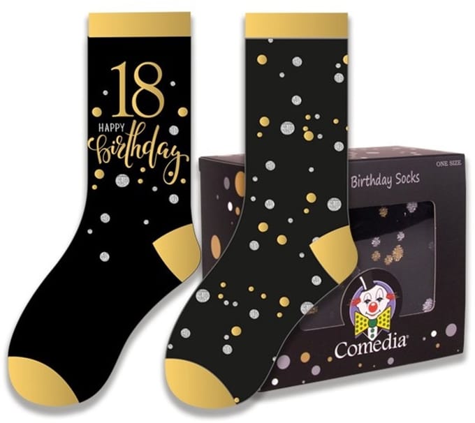 Witbaard Cadeausokken 18 Jaar Polykatoen Zwart/goud 2-delig
