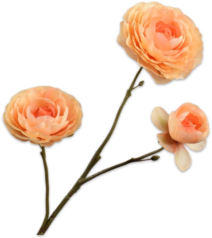 Silk-ka Kunstbloem-Zijden Bloem Ranonkel Tak Perzik 46 cm