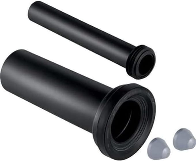 Universele PE Aansluitset voor WC Pot - 300 mm - Inclusief Chromen Afdekdoppen