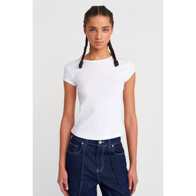 Dames Slim Fit Katoenen Rondhals T-Shirt