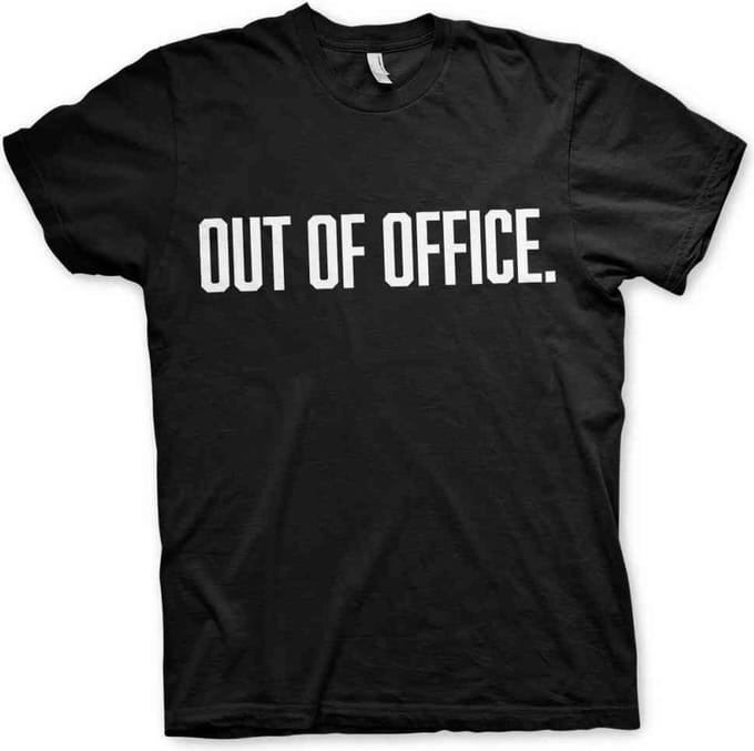 Heren Fun Tshirt -S- OUT OF OFFICE Zwart