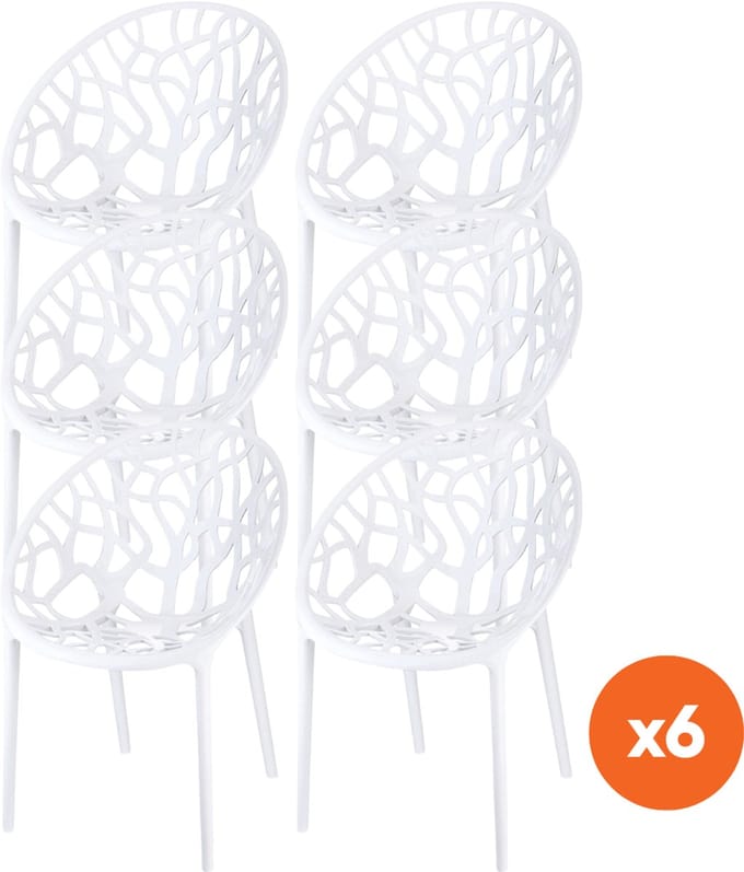 Set van 6 - Siesta Crystal stapelbare tuinstoelen - Wit