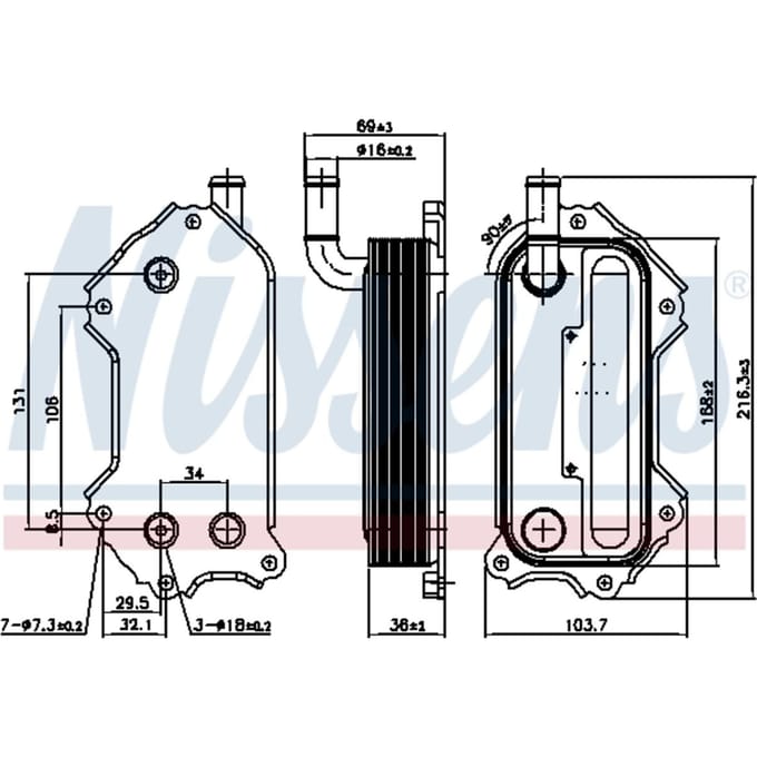 Olie radiator, motorolie NISSENS 91117