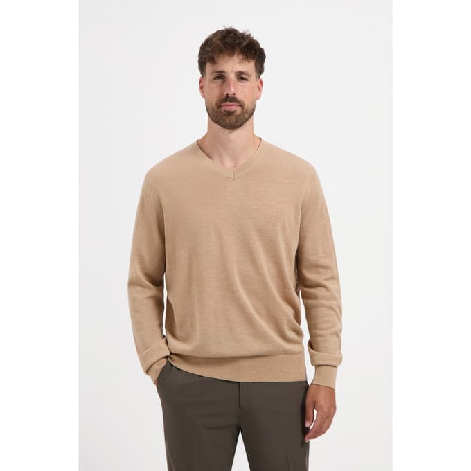 MERSO V-Hals – Merino Trui – 100% Merino Wol – Sahara Sand