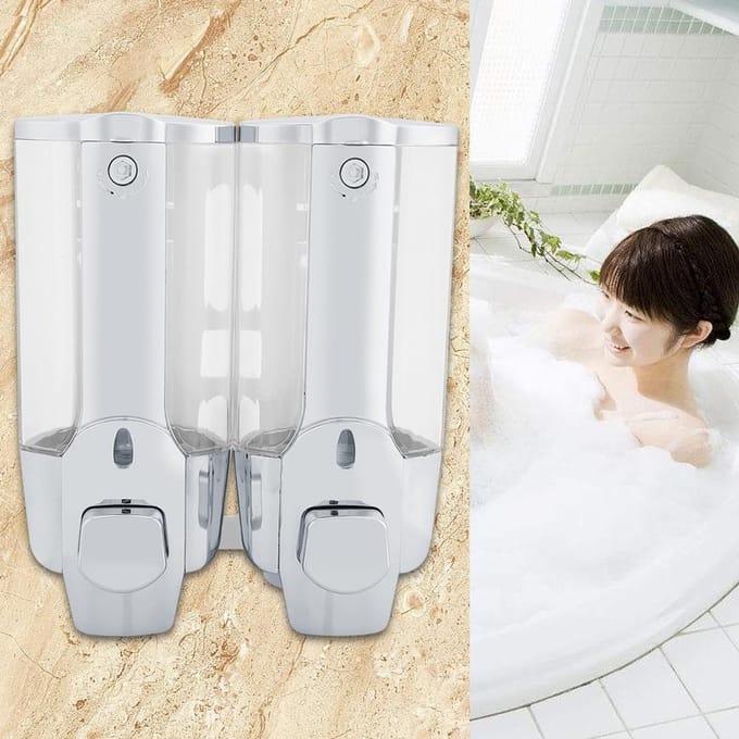 350   700ml  Wall mounted Foam Soap Lotion Dispenser (Dual Outlet 700ml) white
