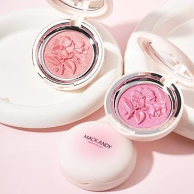 MACK ANDY - Velvety Flower Embossed Blusher- 3 Colors M02# Caramel Orange - 5.5g