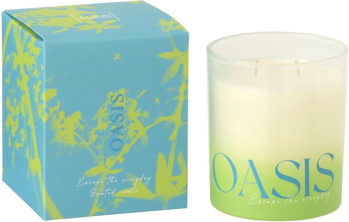 J-Line geurkaars Oasis - Spring Ivy & Neroli - polyresin - blauw/groen - large