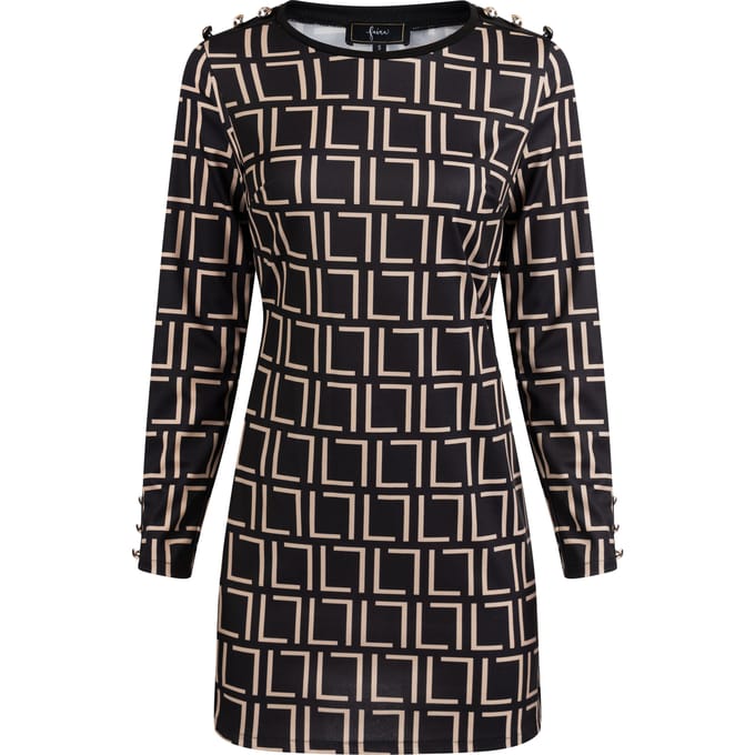 Faina Mini-jurk met grafisch patroon Dames zwart