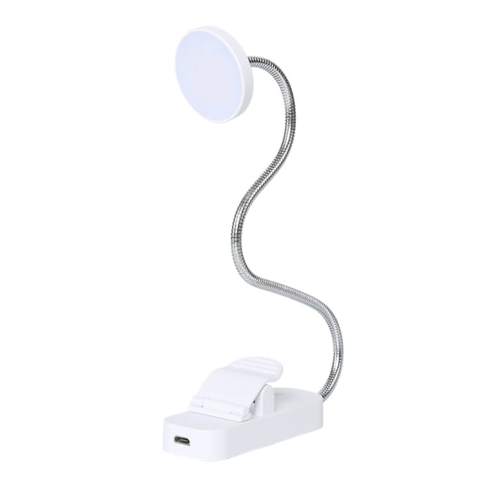 Led flexibel clip-on boeklicht Oogverzorgende bladwijzer Leeslamp USB oplaadbaar Traploos dimmen Type 1  (8 Leds ) wit