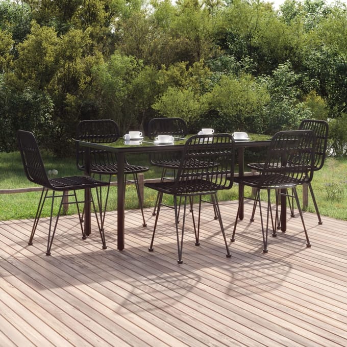 vidaXL - 7-delige - Tuinset - poly - rattan - zwart