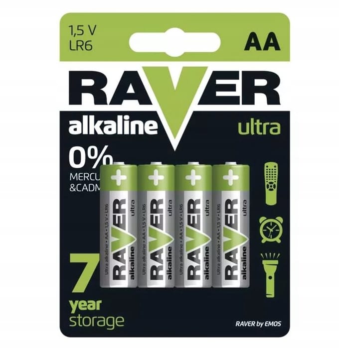 Raver Alkaline Batterijen AA - Penlite LR6 - 1.5V - Blister van 4 stuks
