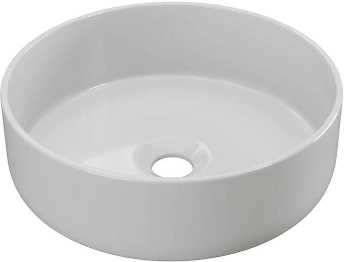 Vente-unique Ronde opbouwwastafel in keramiek - Glanzend wit - 36 cm - LENISO II