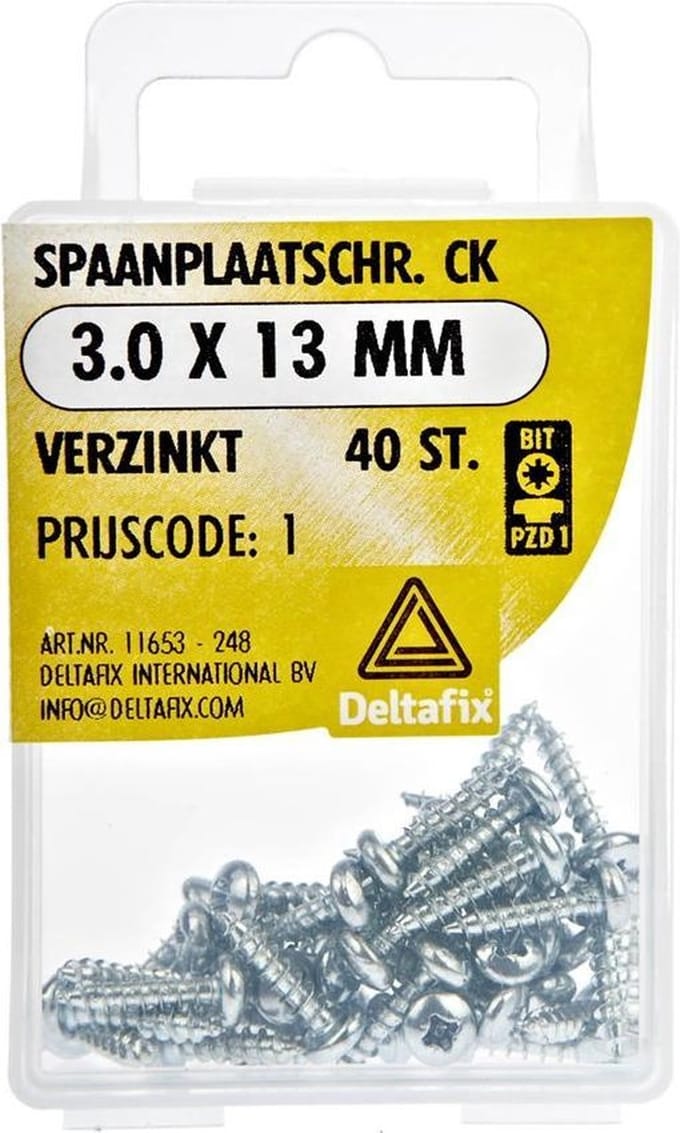 Spaanplaatschroeven Clinderkop Pozidriv Verzinkt 3.0x13mm