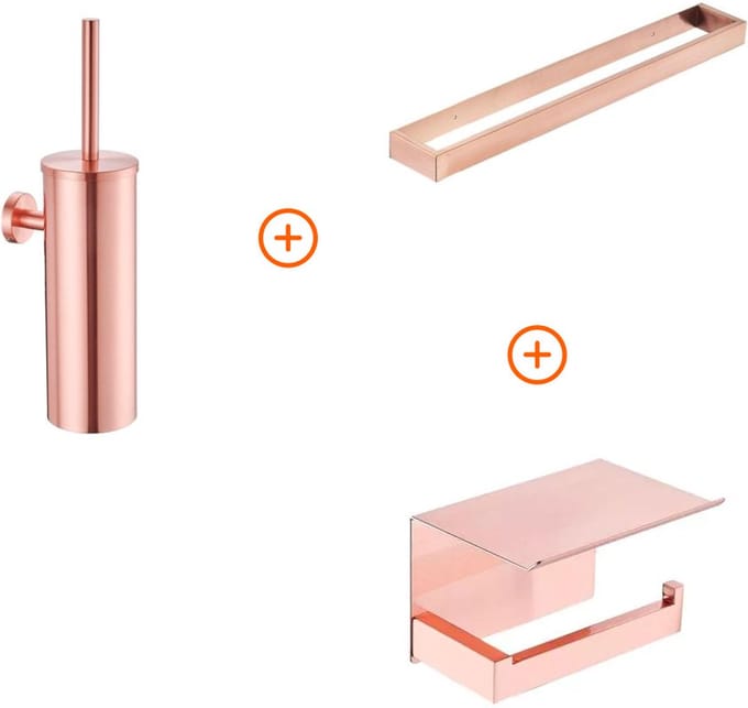 Toilet accessoires set Mat rose goud design met beugel