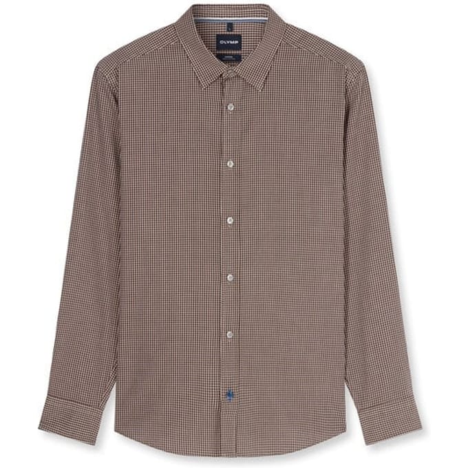 OLYMP Casual Overhemd, Regular Fit, Kent, Caramel