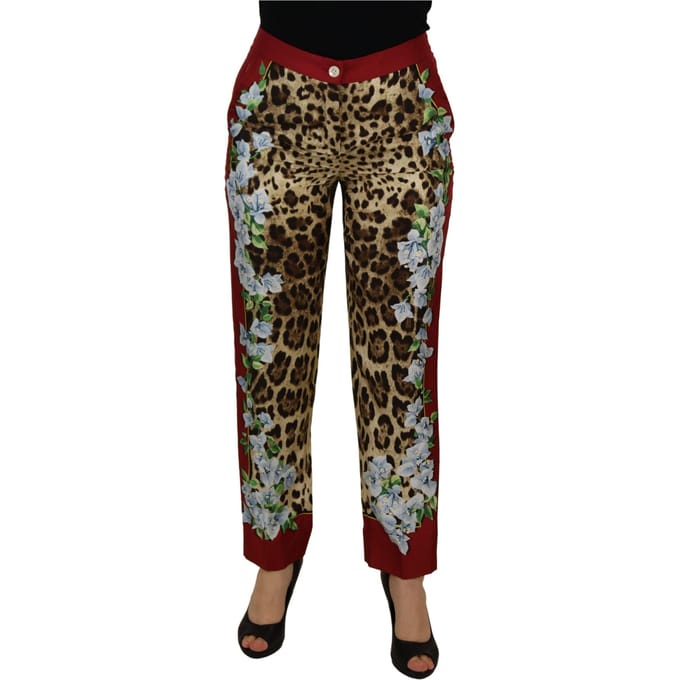 Leopardprint Broek met Bloemen Zijpaneel