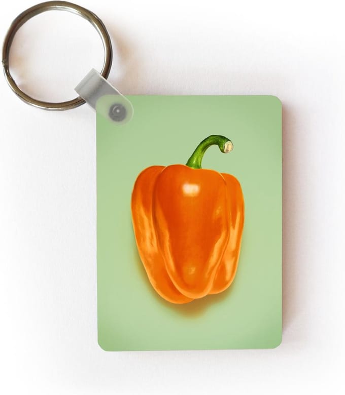 Sleutelhanger - Oranje paprika - Uitdeelcadeautjes - Plastic