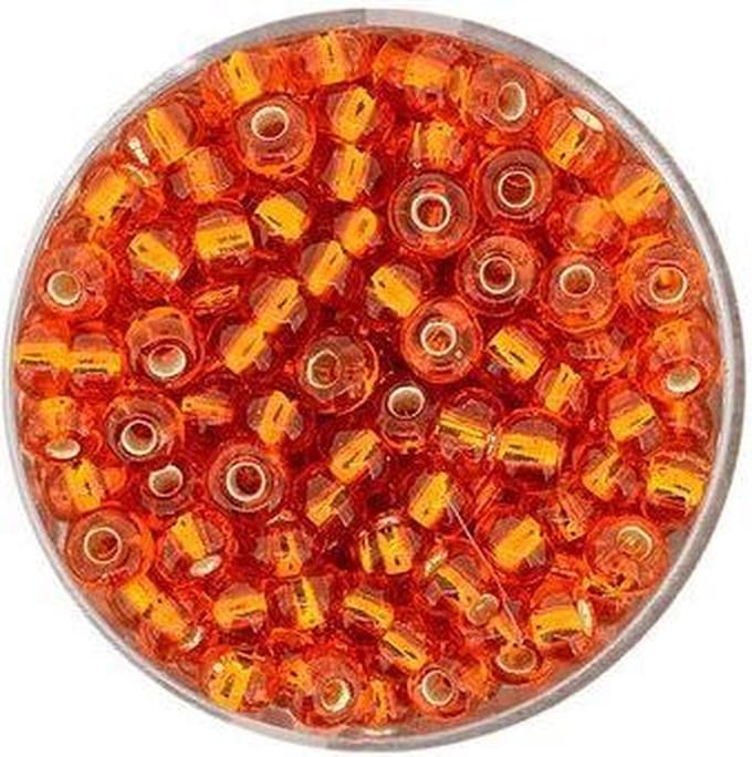 9273-054 Rocailles oranje zilveren kern 4.5mm
